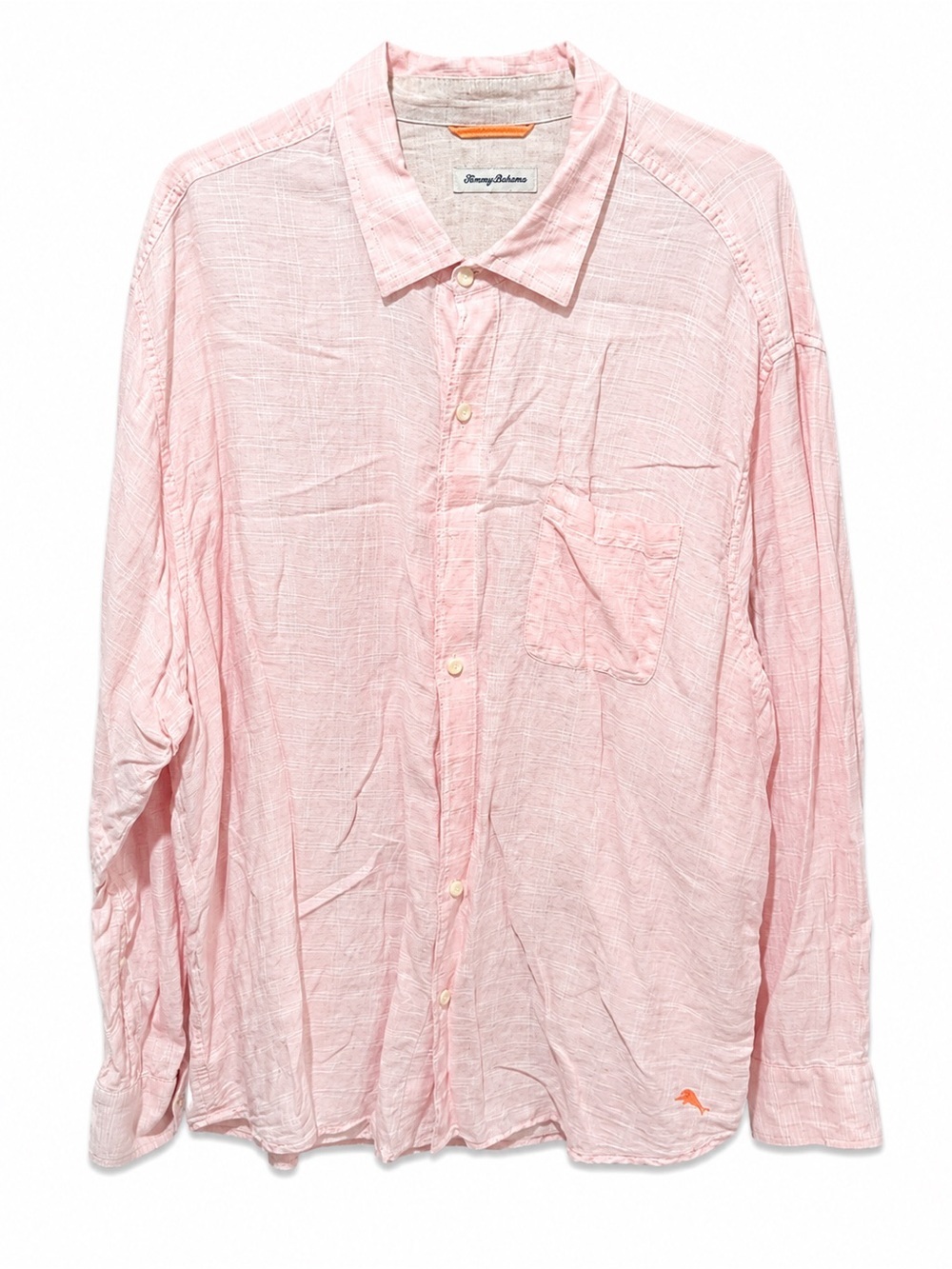 Tommy Bahama Light Pink Long-Sleeve Linen Blend Shirt